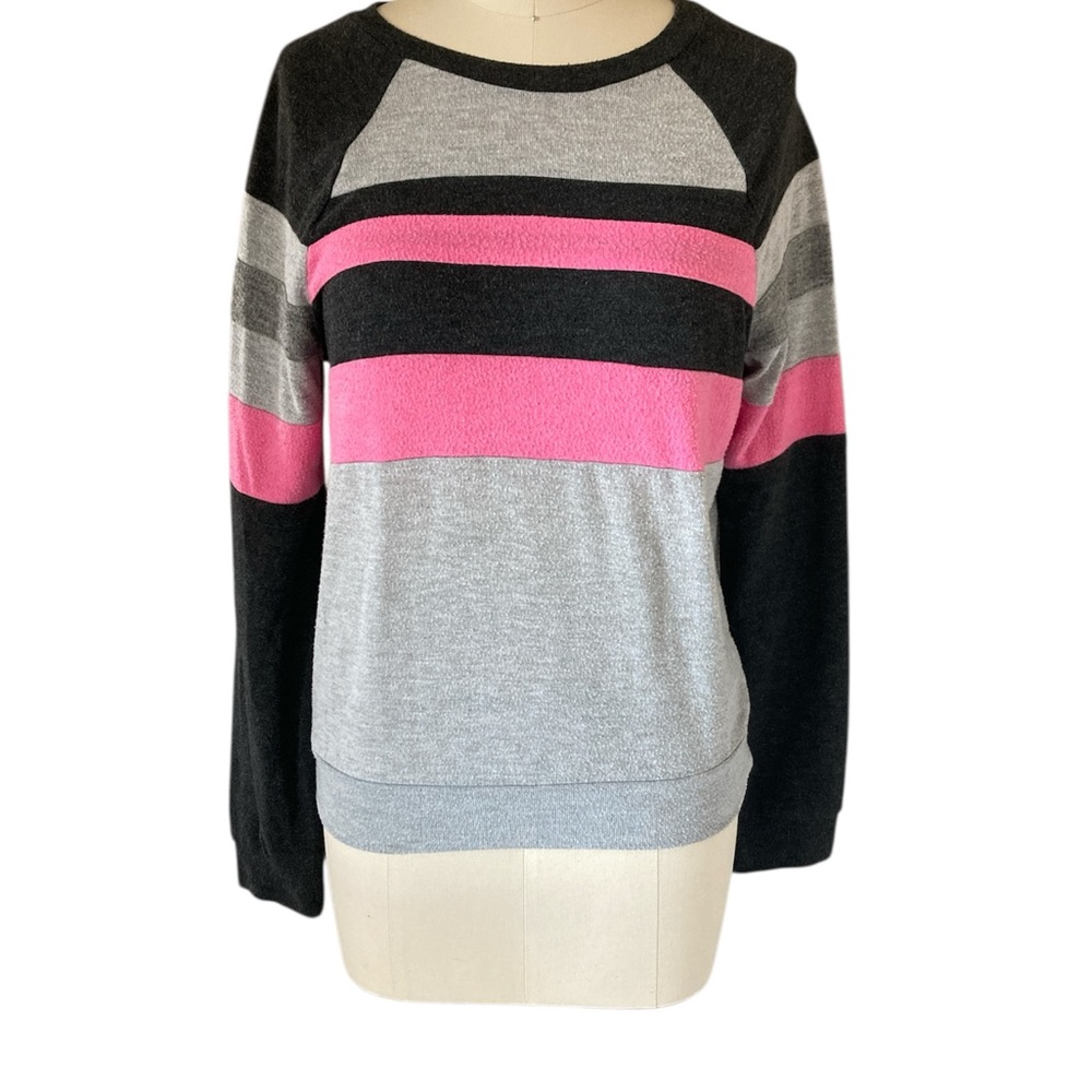 Peyton Jensen Crew Neck Colorblock Slub Knit Lightweight Sweater, Sz XS
